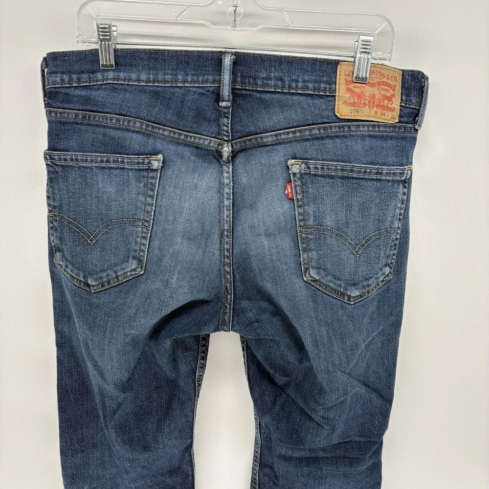 Levi's 559 Jeans Mens 34X30 (34x29) Relaxed Straight Dark‎ Wash Blue Denim Fit